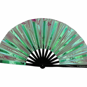 Festival Fan holograficzny zielony – opalizujące akcesorium Rave