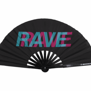 Wachlarz festiwalowy „RAVE” – czarny, turkusowo-różowy – dodatek w stylu techno i rave