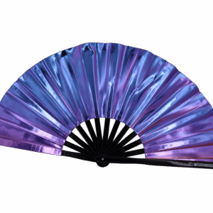 Festival Fan holograficzny niebiesko-fioletowy metaliczny – akcesorium Rave
