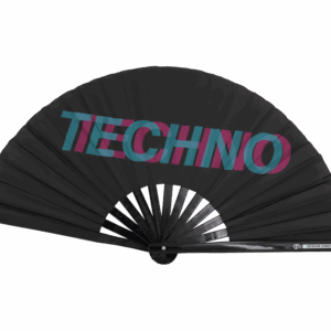 Wachlarz festiwalowy „TECHNO” czarny, turkusowo-różowy – Techno i Rave